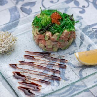 tasty salmon and vegetable salad